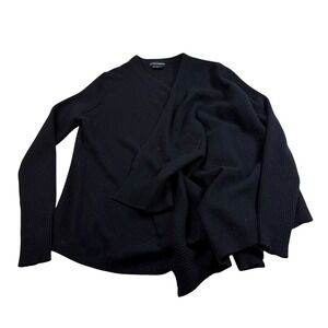 Cashmere Waterfall Cardigan Sweater –‎ Women's M Black 100% Cashmere (Sutton)